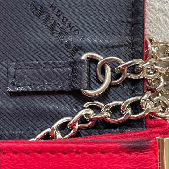 GORGEOUS RED "SUEDE FEEL" PURSE WITH GOLD AND SILVER - Picture 4 of 8